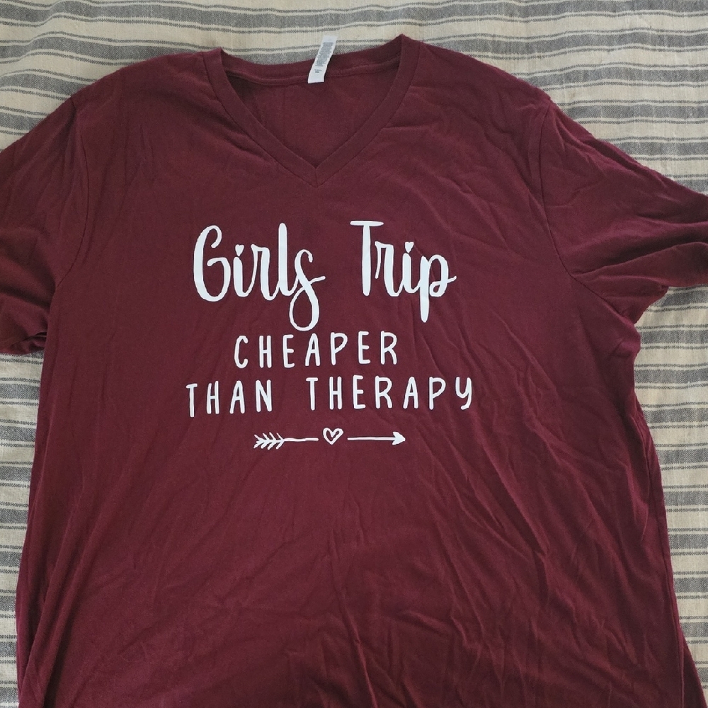 Bella Canvas Maroon V-Neck Tee with White Script